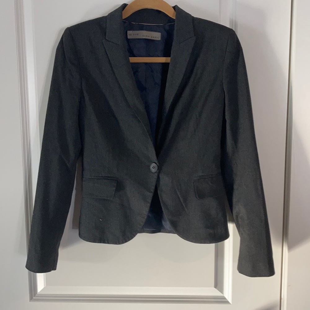 Zara Basic Women’s Blazer Jacket Grey - image 1